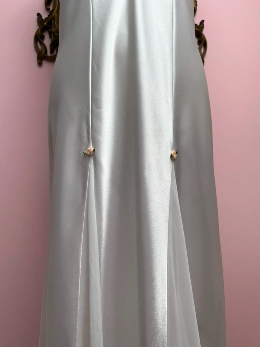 y2k Vintage White Rosette Double Strap Princess Nightgown Lingerie Dress Medium - Picture 6 of 10